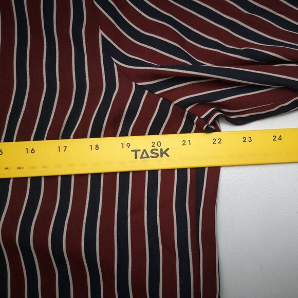 NWT Cleo Ladies Size Large Navy Burgundy Cream Striped Loose Fit Blouse - Picture 8 of 10